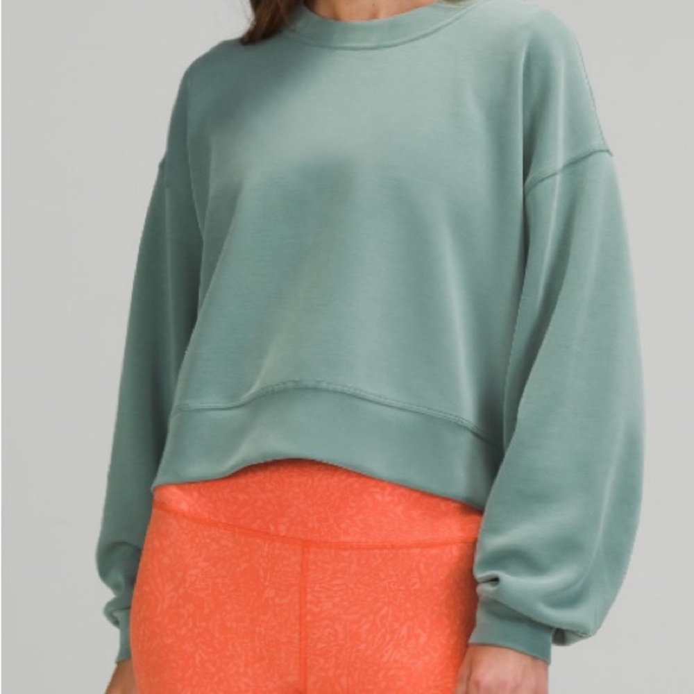 Lululemon Perfectly Oversized Cropped Crew *Softstreme in Tidewater Teal size 16